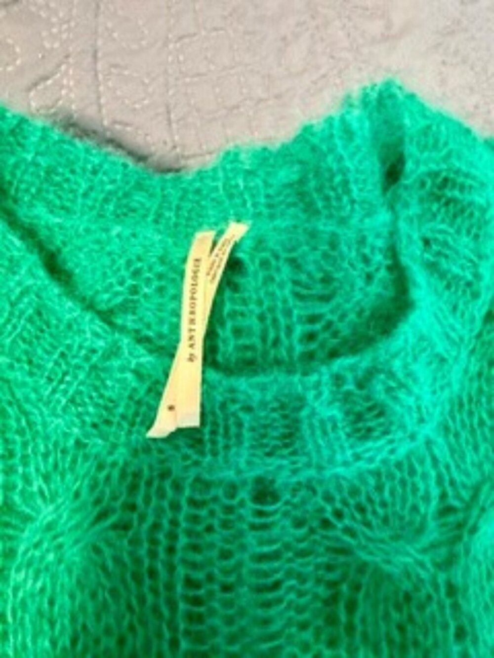 Anthropologie The Posey Stitchy Distressed Sweater Green